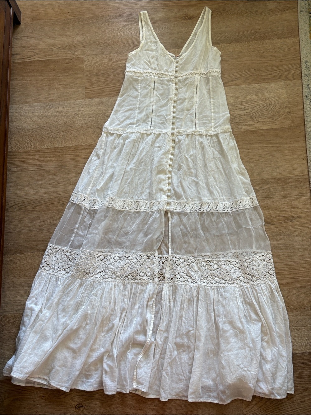Free People Cream Lace-Trim Maxi Dress